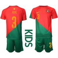 Maglie da calcio Portogallo Pepe #3 Prima Maglia Bambino Mondiali 2022 Manica Corta (+ Pantaloni corti)